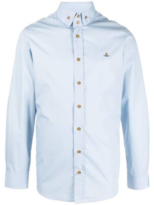 Embroidered logo long sleeve shirt blue - VIVIENNE WESTWOOD - BALAAN 1