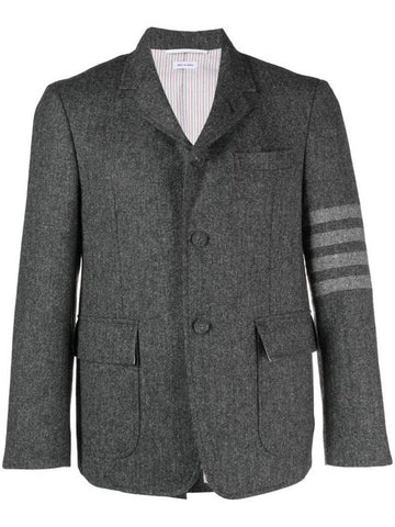 Donegal Tweed 4 Bar Single Breasted Blazer Jacket Grey - THOM BROWNE - BALAAN 1
