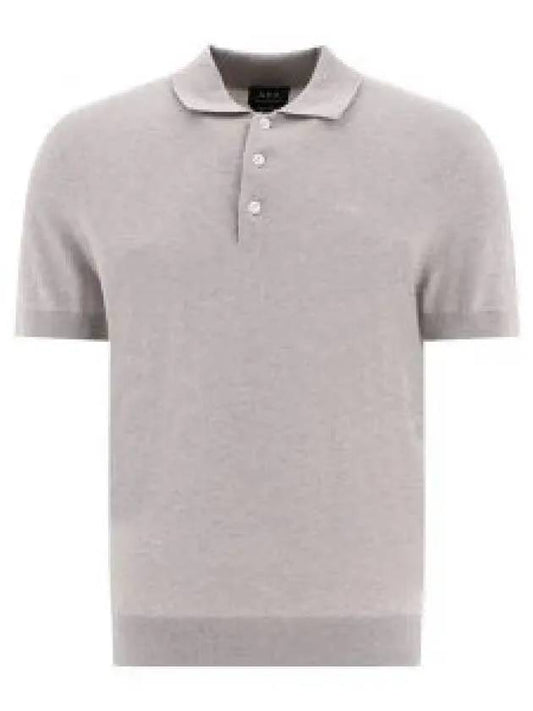 Embroidered Logo Knit Polo Shirt Grey - A.P.C. - BALAAN 2