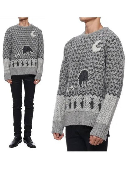 Bear Jacquard Embroidered Knit Top Grey - THOM BROWNE - BALAAN 2