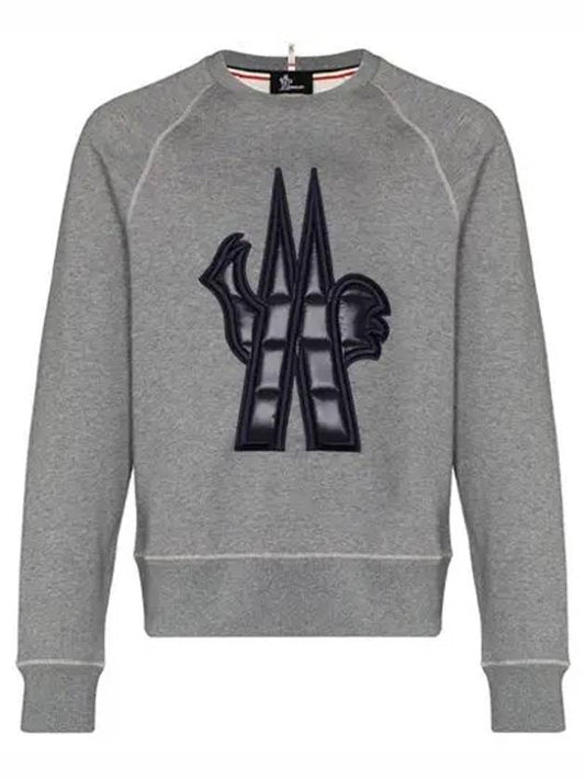 Grenoble Quilted Logo Crew Neck Sweatshirt Grey - MONCLER - BALAAN 2