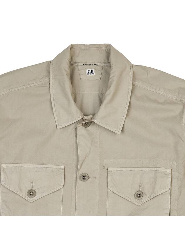 Logo Patch Cotton Long Sleeve Shirt Sage - CP COMPANY - BALAAN 4