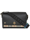 Leather and Vintage Check Note Crossbody Bag Black - BURBERRY - BALAAN 1