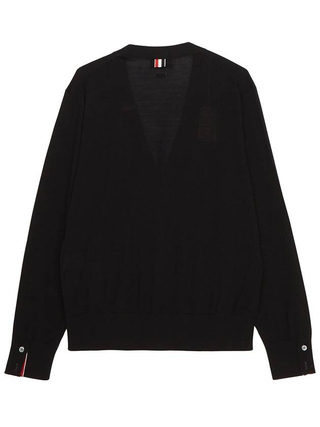 Men's Jersey Stitch V-Neck Cardigan Navy - THOM BROWNE - BALAAN 3