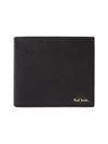 Mini Mountain Logo Leather Half Wallet Black - PAUL SMITH - BALAAN 1