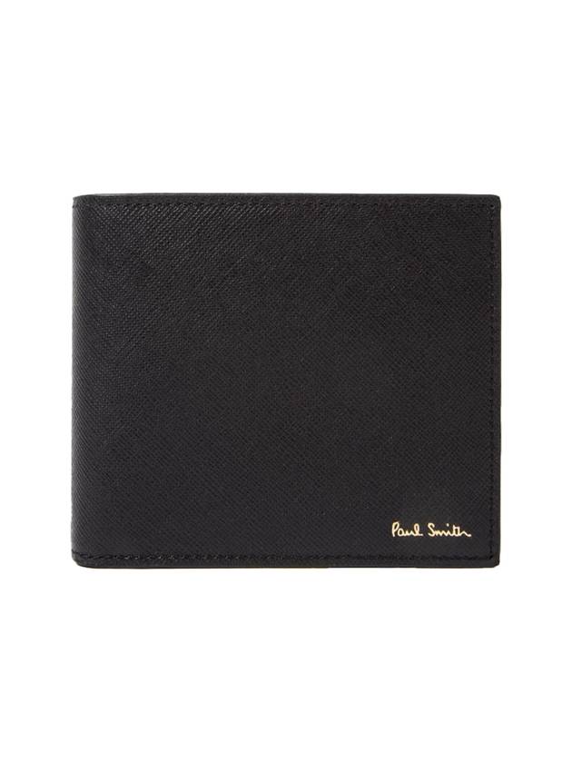 Mini Mountain Logo Leather Half Wallet Black - PAUL SMITH - BALAAN 1