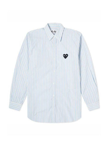 Black Heart Stripe Long Sleeve Shirt Blue - COMME DES GARCONS - BALAAN 1