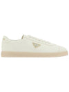 Triangle Logo Lane Leather Low-Top Sneakers Ivory - PRADA - BALAAN 1