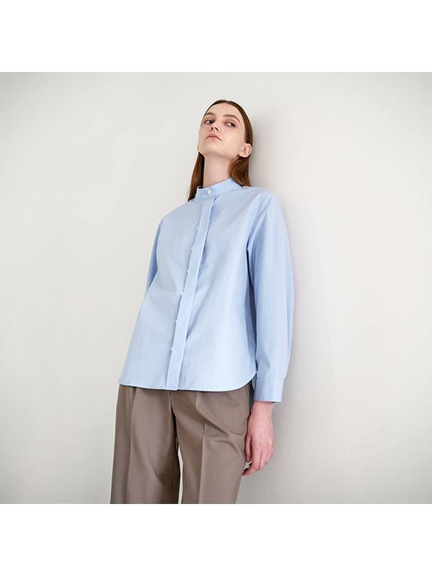 Cotton Placket Detail Henry Neck Shirt Sky Blue - SUBSET - BALAAN 2