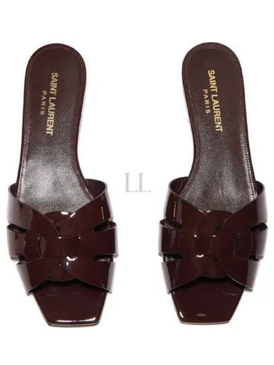 Patent Leather Tribute Mule Burgundy - SAINT LAURENT - BALAAN 2