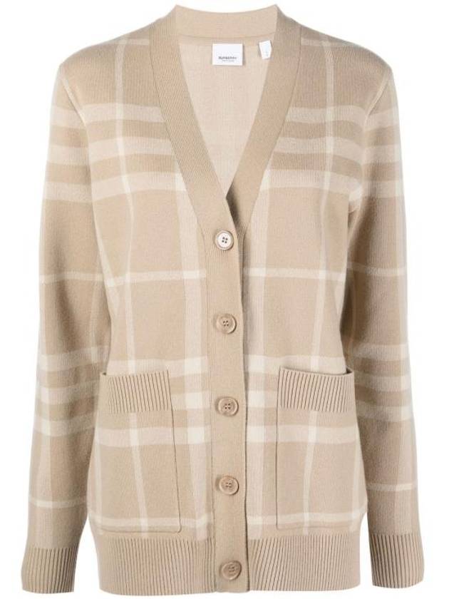 Check Pattern Buttoned Cardigan Beige - BURBERRY - BALAAN 2