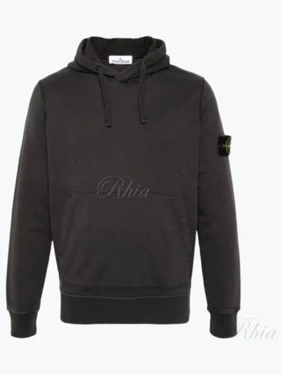 Logo Patch Drawstring Hoodie Charcoal - STONE ISLAND - BALAAN 2