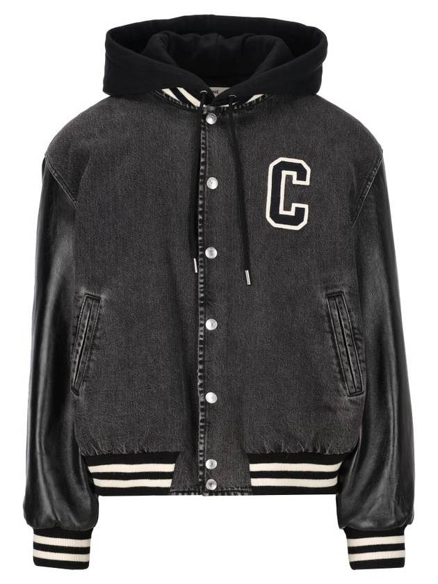 Teddy Hooded Denim Jacket Charcoal Wash - CELINE - BALAAN 1