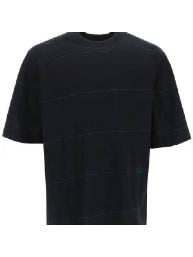 Striped Cotton Short Sleeve T-Shirt Black - BURBERRY - BALAAN 2