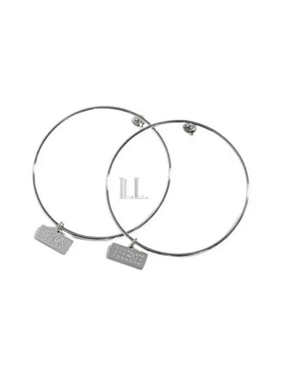 Logo Decorated Push Back Hoop Earrings Silver - MAISON MARGIELA - BALAAN 2