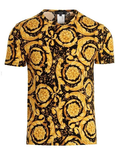 Men's All-Over Baroque Pajamas Short Sleeve T-Shirt Yellow - VERSACE - BALAAN 1