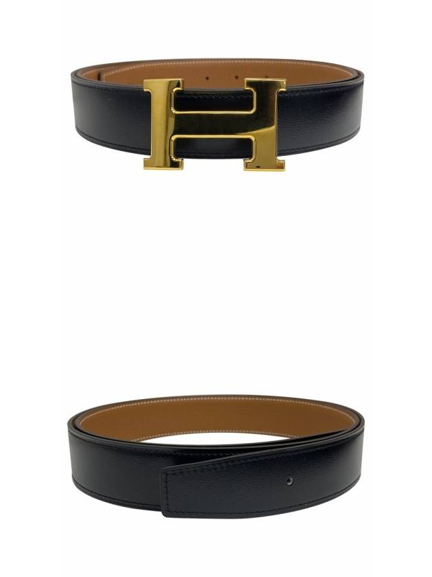 H Gold Buckle Reversible 32mm Leather Belt Noir Gold - HERMES - BALAAN 5