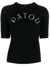 Intarsia Logo Short Sleeve Knit Top Black - PATOU - BALAAN 2