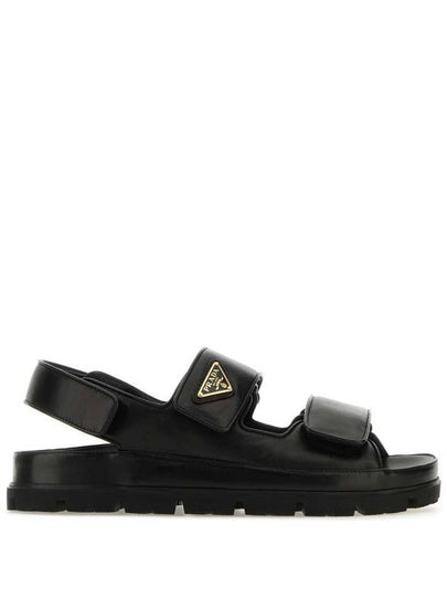 Flat Nappa Leather Sandals Black - PRADA - BALAAN 2