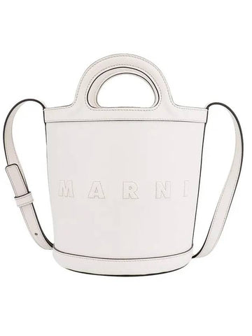 Tropicalia Leather Small Bucket Bag White - MARNI - BALAAN 1