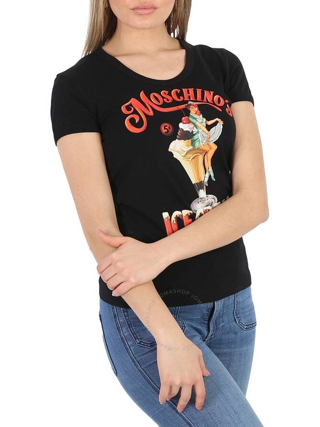 Women's Ice Cream Graphic Short Sleeve T-Shirt Black - MOSCHINO - BALAAN 4