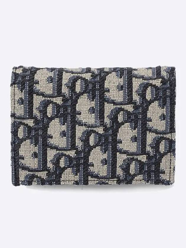 Oblique Jacquard Business Card Wallet Beige Black - DIOR - BALAAN 5