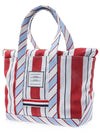 Wash Striped Small Tool Canvas Tote Bag Red - THOM BROWNE - BALAAN 3