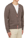 Men's Jersey Stitch V-Neck Cardigan Brown - THOM BROWNE - BALAAN 5