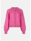 Women's Jewel Button Relaxed Mohair Cardigan Pink - GANNI - BALAAN 2