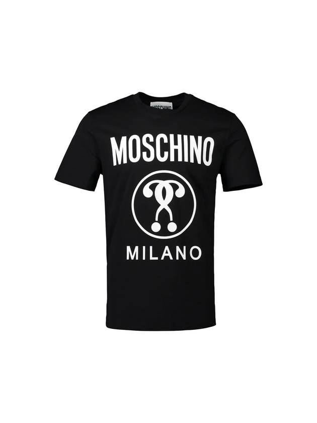 Men's Milano Logo Short Sleeve T-Shirt Black - MOSCHINO - BALAAN.