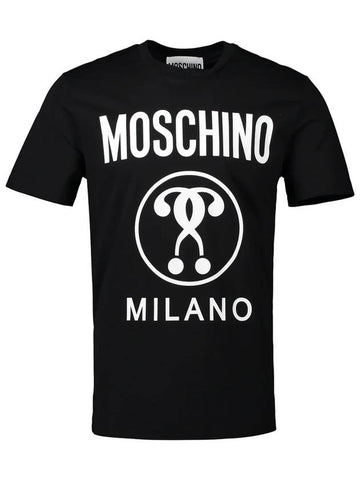 Men's Milano Logo Short Sleeve T-Shirt Black - MOSCHINO - BALAAN.