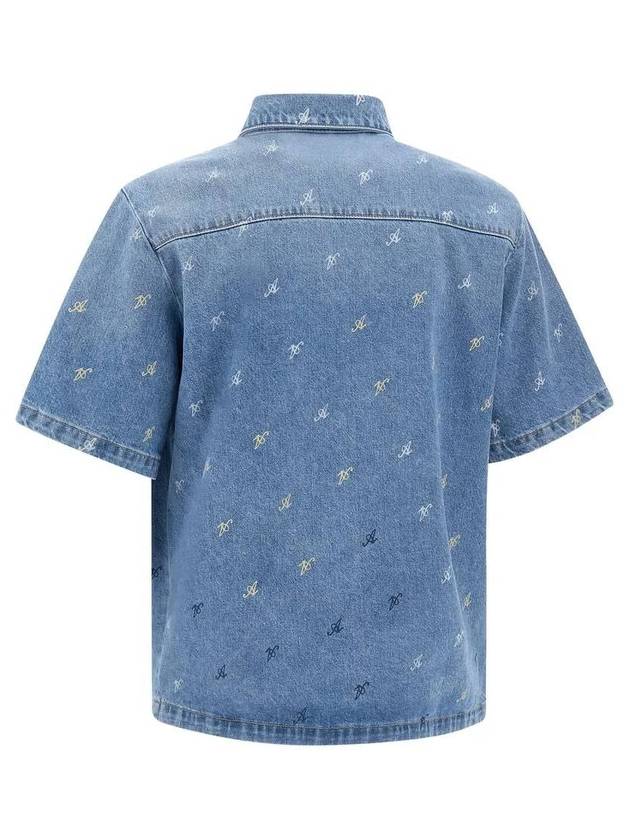 Men's Miles Shirt Light blue denim shirt with short sleeves Miles Shirt Denim blu - AXEL ARIGATO - BALAAN 3