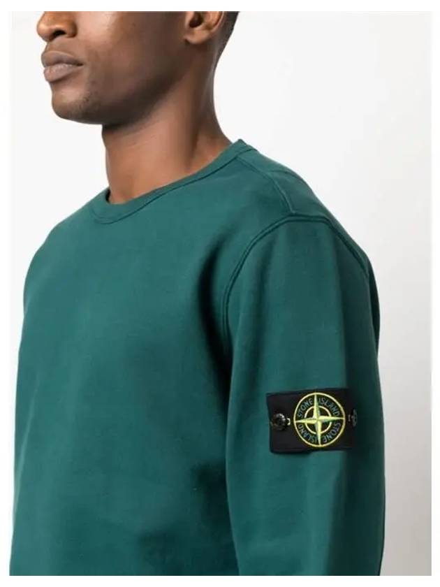 Brushed Cotton Fleece Garment Dyed Crewneck Sweatshirt Dark Teal Green - STONE ISLAND - BALAAN 6