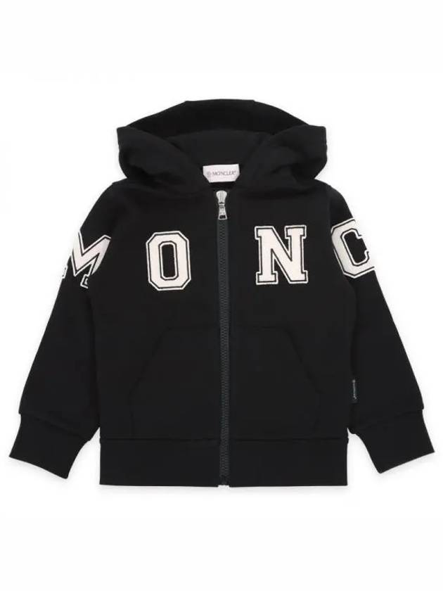 Kids Lettering Hooded Zip Up Jacket Black - MONCLER - BALAAN 2