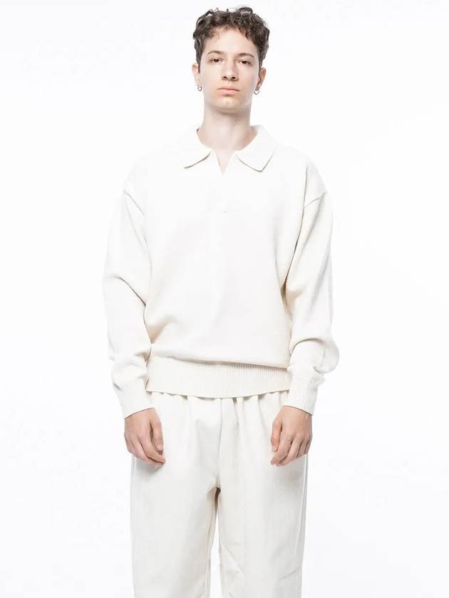 Men s M243TP08IV Dense Modal Open Collar Knit Ivory - CHANCE'S NOI - BALAAN 1