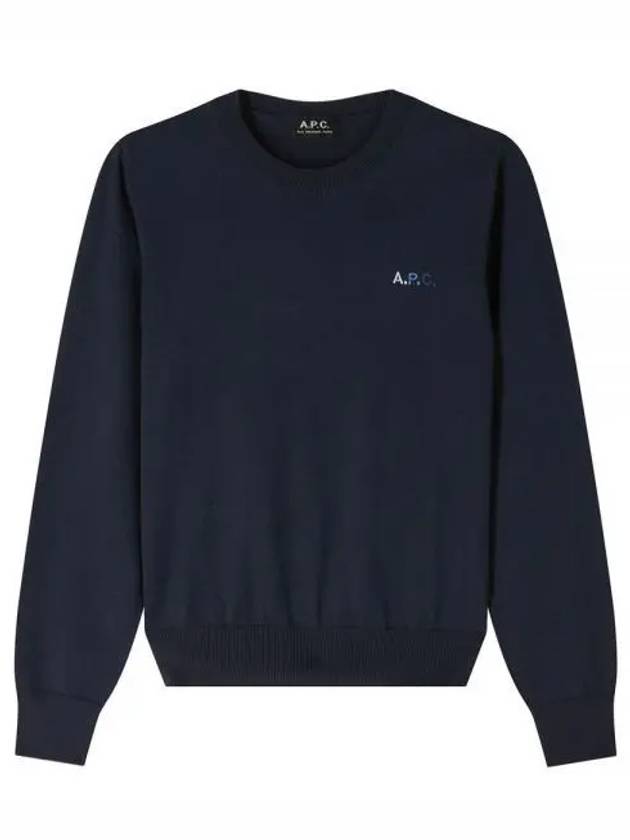 Chest Logo Cotton Knit Top Navy - A.P.C. - BALAAN 2