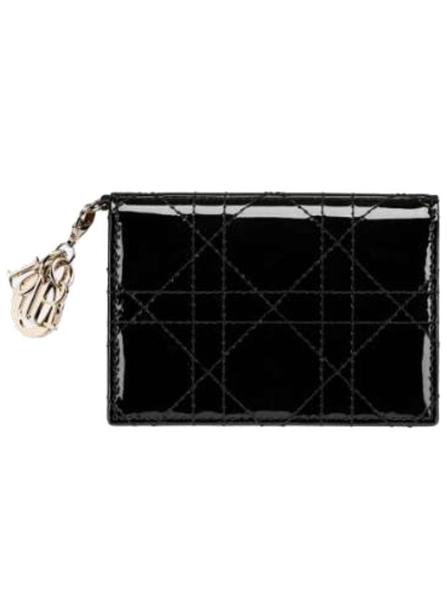 Lady Cannage Patent Calfskin Flap Card Wallet Black - DIOR - BALAAN 2