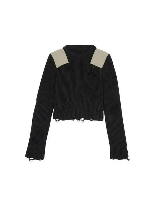 Distressed Crew Neck Knit Top Black - MAISON MARGIELA - BALAAN 2