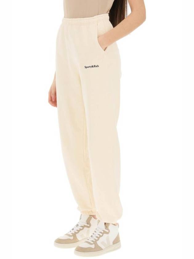 Training Logo Cotton Jogger Track Pants Beige - SPORTY & RICH - BALAAN 5