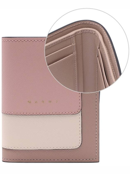 Color Block Leather Half Wallet Pink - MARNI - BALAAN 2