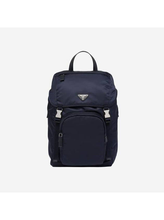 Re Nylon Saffiano Leather Backpack Navy - PRADA - BALAAN 1