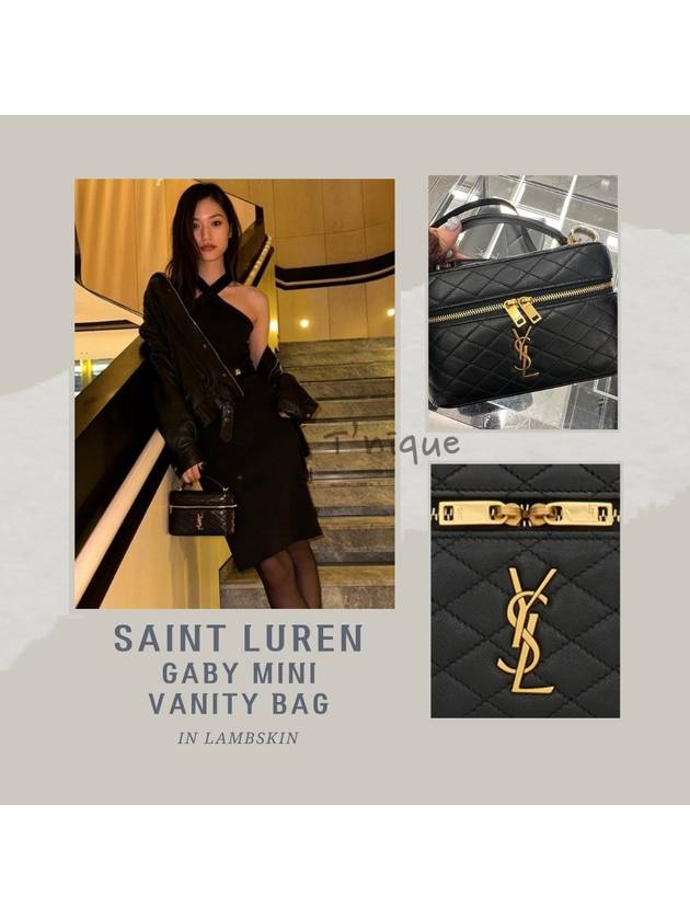 Gabi Mini Vanity Lambskin Tote Bag Black - SAINT LAURENT - BALAAN 11