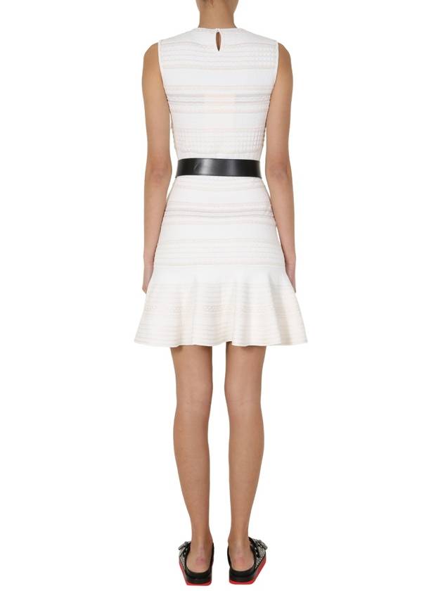 Lace Knit Mini Dress White - ALEXANDER MCQUEEN - BALAAN 5