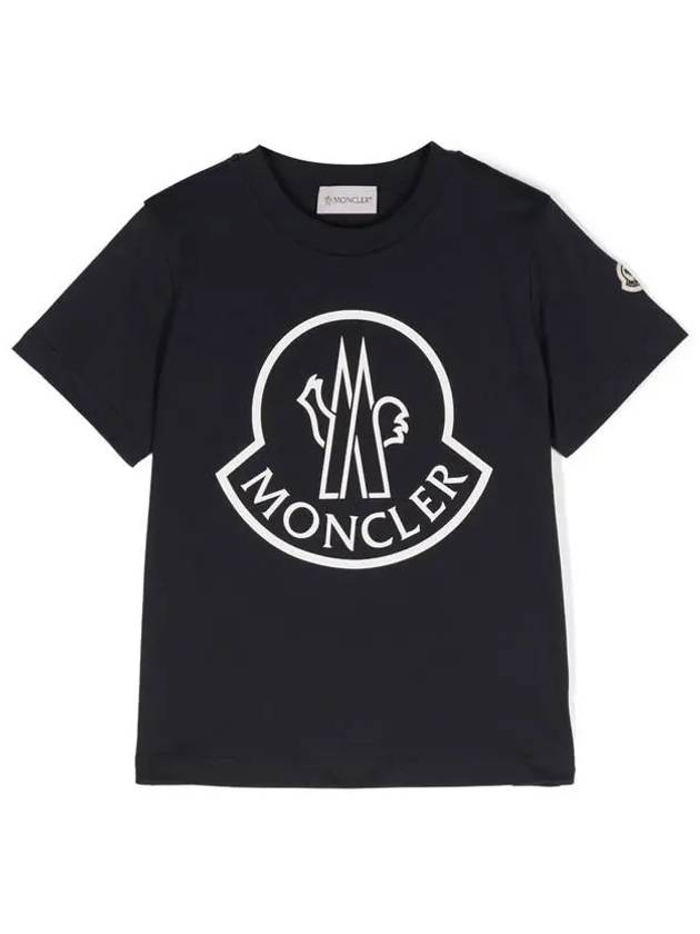 Moncler Kids 8 10 Logo Short Sleeve T Shirt Navy - MONCLER - BALAAN 1