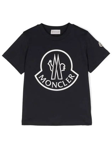 Moncler Junior 12 14 Logo Short Sleeve T Shirt Navy - MONCLER - BALAAN 1