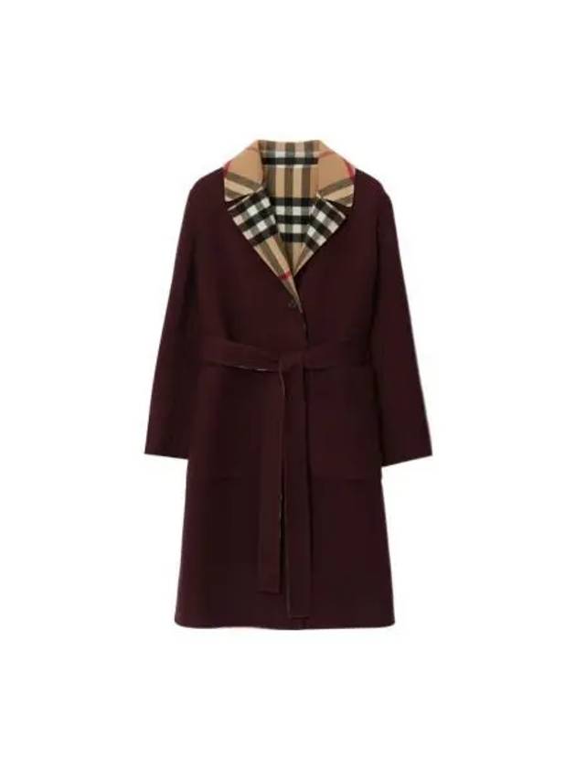 Vintage Check Reversible Wool Silgle Coat Beige Plum - BURBERRY - BALAAN 2