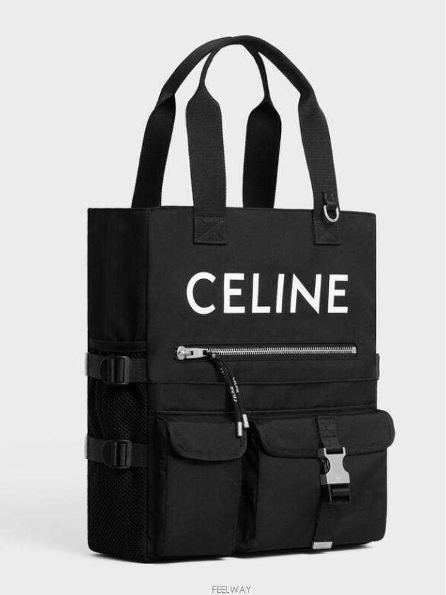 Nylon Logo Print Tote Bag Black - CELINE - BALAAN 3