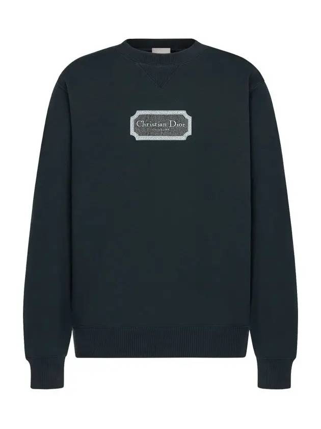 Contrast Couture Embroidery Sweatshirt Green - DIOR - BALAAN 3