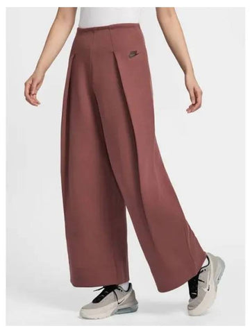 Pleated High Waist Pants Red Sepia - NIKE - BALAAN 1