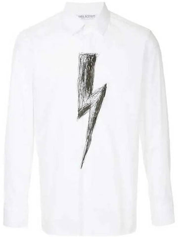 Ulsan Scribble Thunderbolt Shirt PBCM1102S L003S 526 - NEIL BARRETT - BALAAN 1